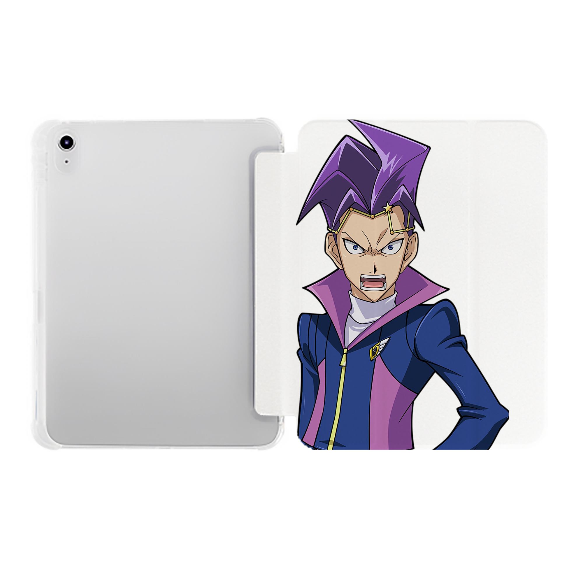 （画像用） 遊☆戯☆王 Yu-Gi-Oh! IPad ケース ペン収納付き 三つ折りスタンド PUレザー×シリコン 対応機種9.5/10.5/10.9インチ